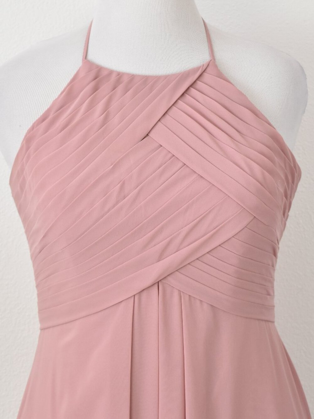 Azazie DUSTY ROSE Ginger A-Line Halter Pleated Chiffon Dress - 12 - Picture 2 of 11